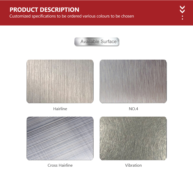 Brushed Hl 316l Stainless Steel Sheet gold plated Stainless Steel Plate