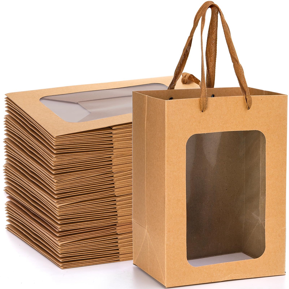 Custom Color Accepted Paper Type Specialty Paper Shopping Kraft Paper Bags With Window