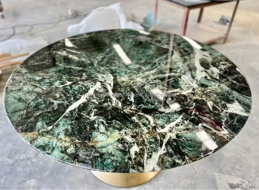 Natural Stone Cat's Eye Green Big Slab Dining Table Top for Villa Interior Decoration