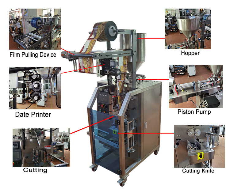 3 Side Liquid Packer Machine 60bags/min Auto Weighing Filling Machine