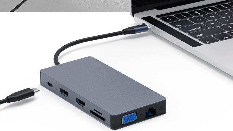 Type-c hub 12 in 1 5gbps usb hub 3.0 tf sd card reader 4k@30hz vga hdtv converter ethernet rj45 connector 100w pd for ma
