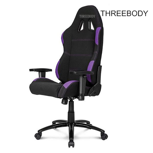 Breathable High Back Leather Gaming Chair Black And Purple Adjustable Armrests