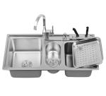 50cm Base Rectangular Stainless Steel Double Bowl Sink Undermount Brushed