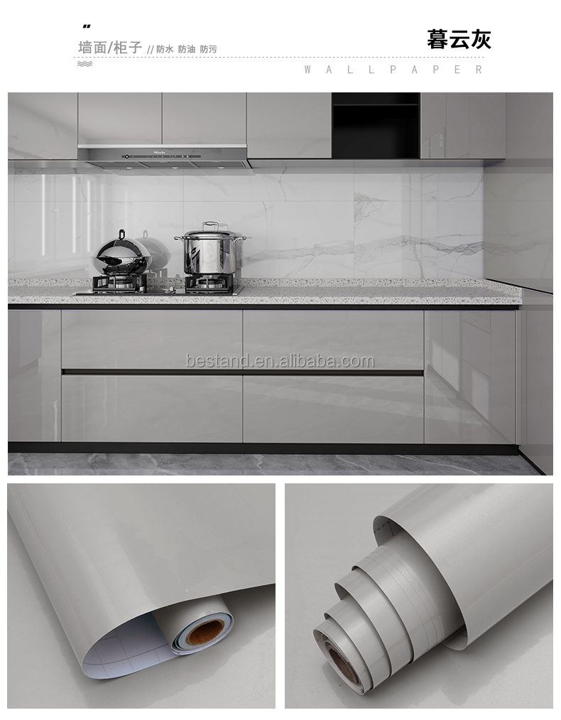 60cm*10m Kitchen Wall Paper Sticker High Glossy Oil Proof Kitchen Wallpaper