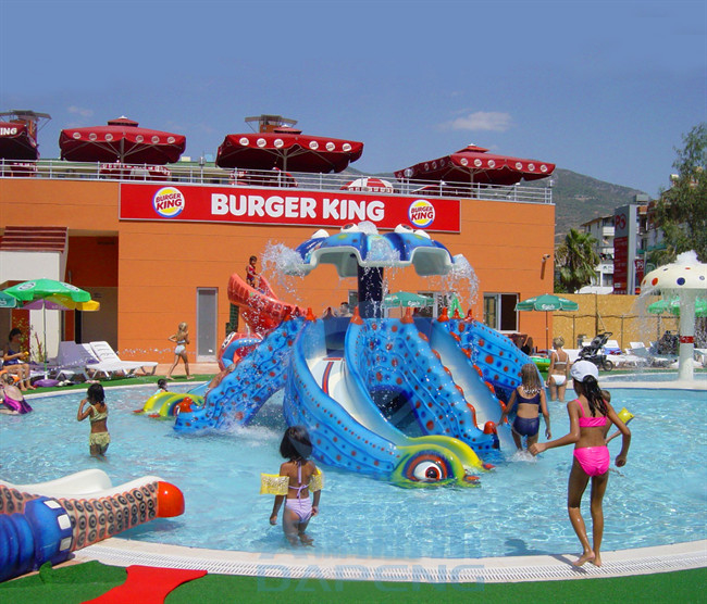 Octopus Mini Pool Slide Outdoor Indoor Children Play Pool Fiberglass With Roof