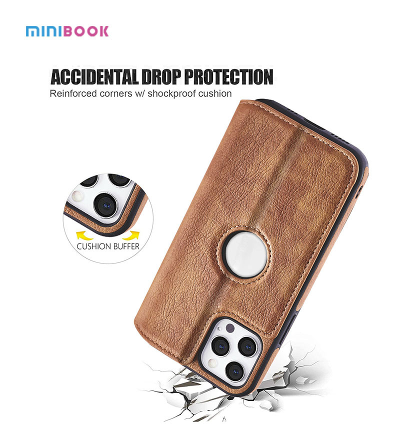 Waterproof Minibook Personalized Magnetic Attraction Pu Leather Cell Phone Case for Phone 12 Pro