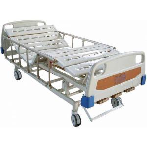 China 3 Crank Patient Manual Hospital Bed Steel Frame Four Central Controlled Silent Wheels wholesale
