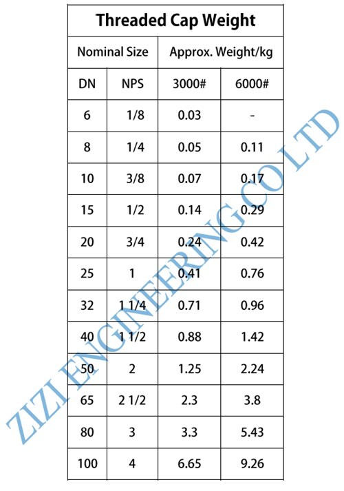 1 " NPT Steel Pipe Caps Class 3000 ASTM A182 F304 Steel Pipe Fittings ASME B16 11