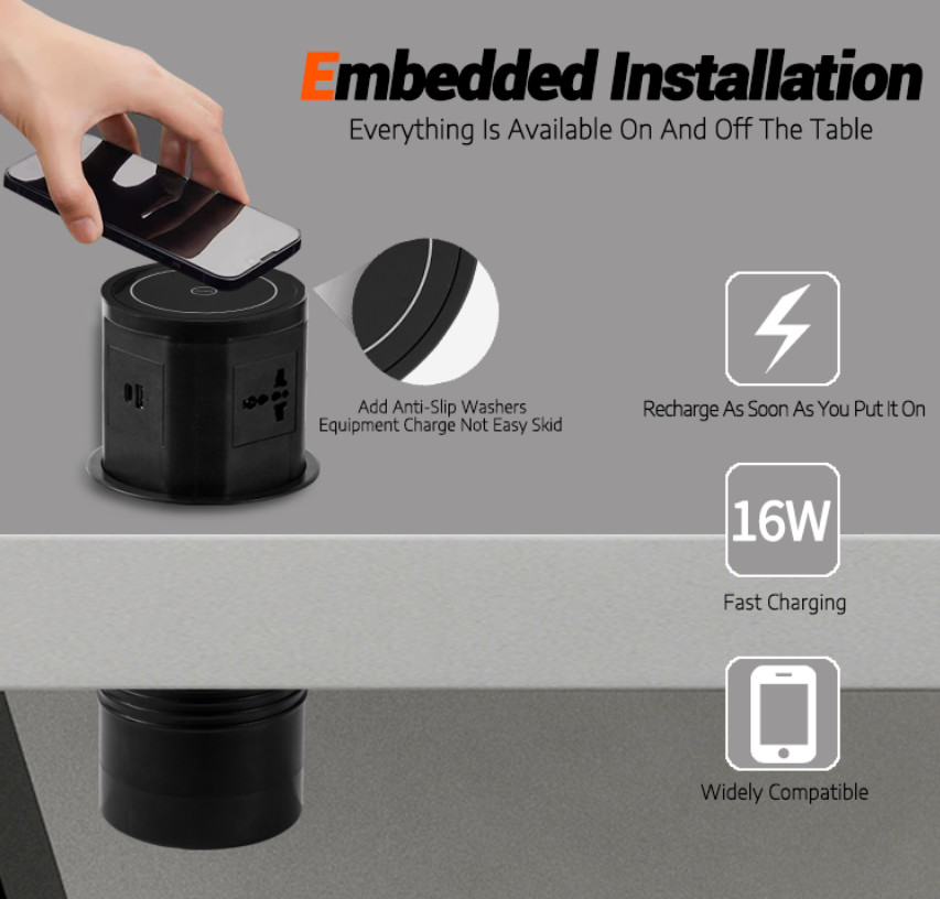 Junnan Multi-function Socket With 114.9mm*168.7mm Completely Closure Size For Kitchen