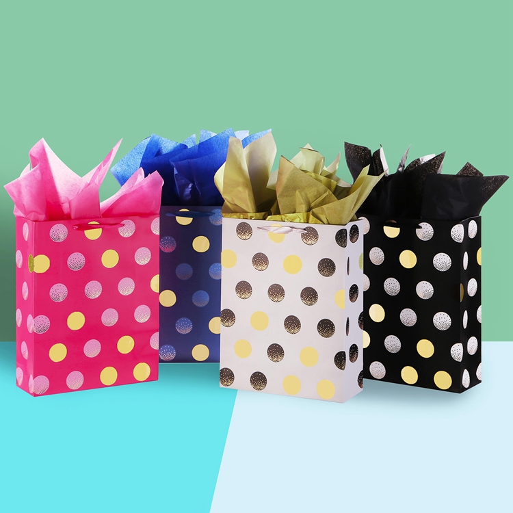 CMYK 4 Color Offset Printing Portable Store Shopping Carry Small Paper Bags For Socks