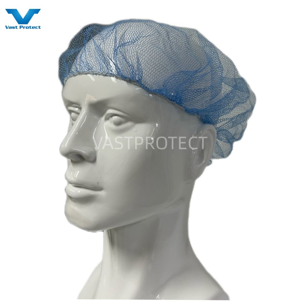 ISO Factory Selling Disposable Blue 18g PP Clip/Mob/Bouffant Cap for Food Processing