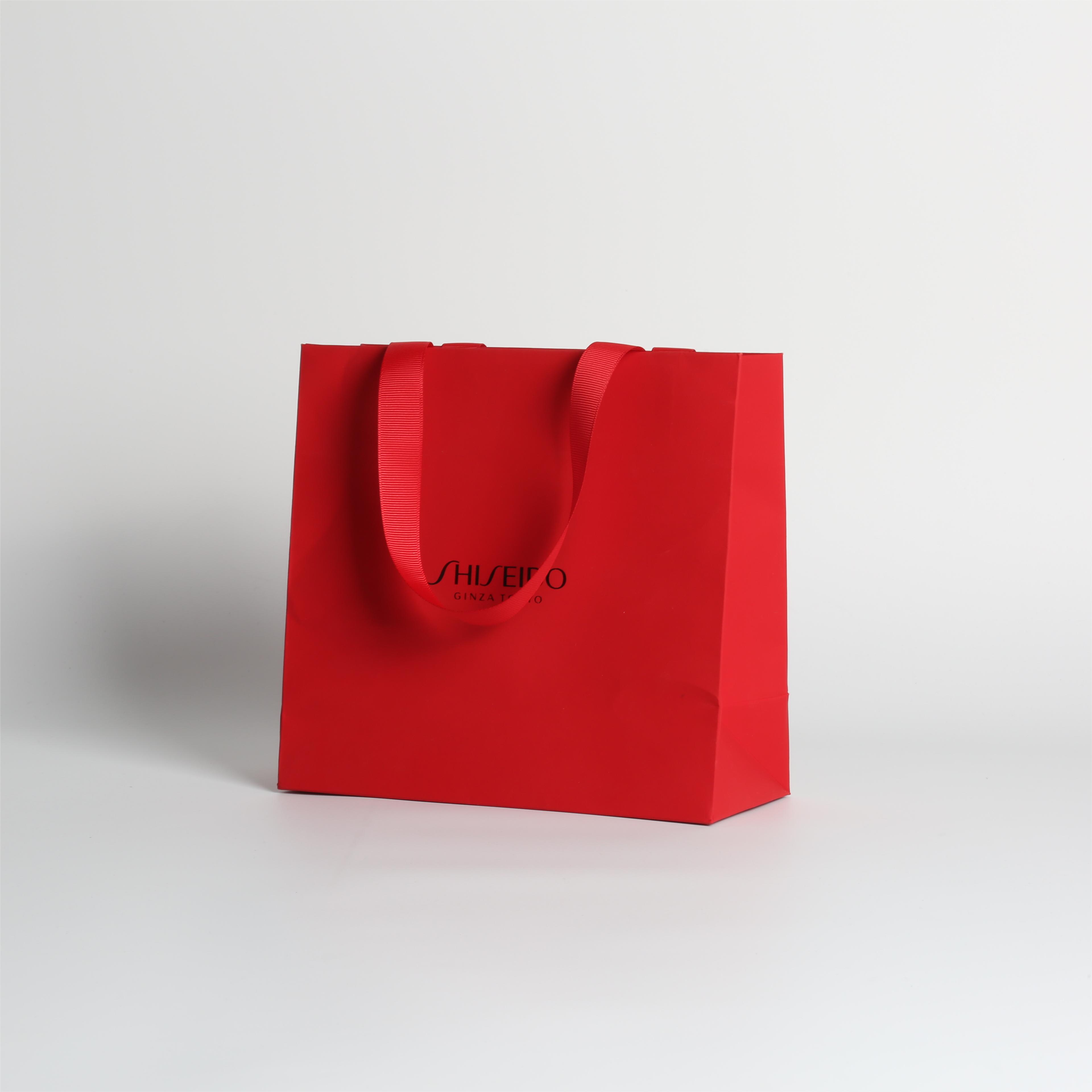 Eco Friendly Paper Carrier Bags With Logo , Luxurious Silk Ribbon Paper Gift Bags