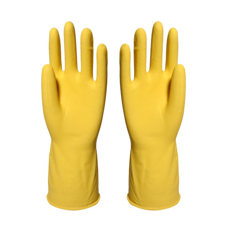 Chemicals Resistance Long Sleeve Flocklined Industrial Rubber Gloves Heavy Duty