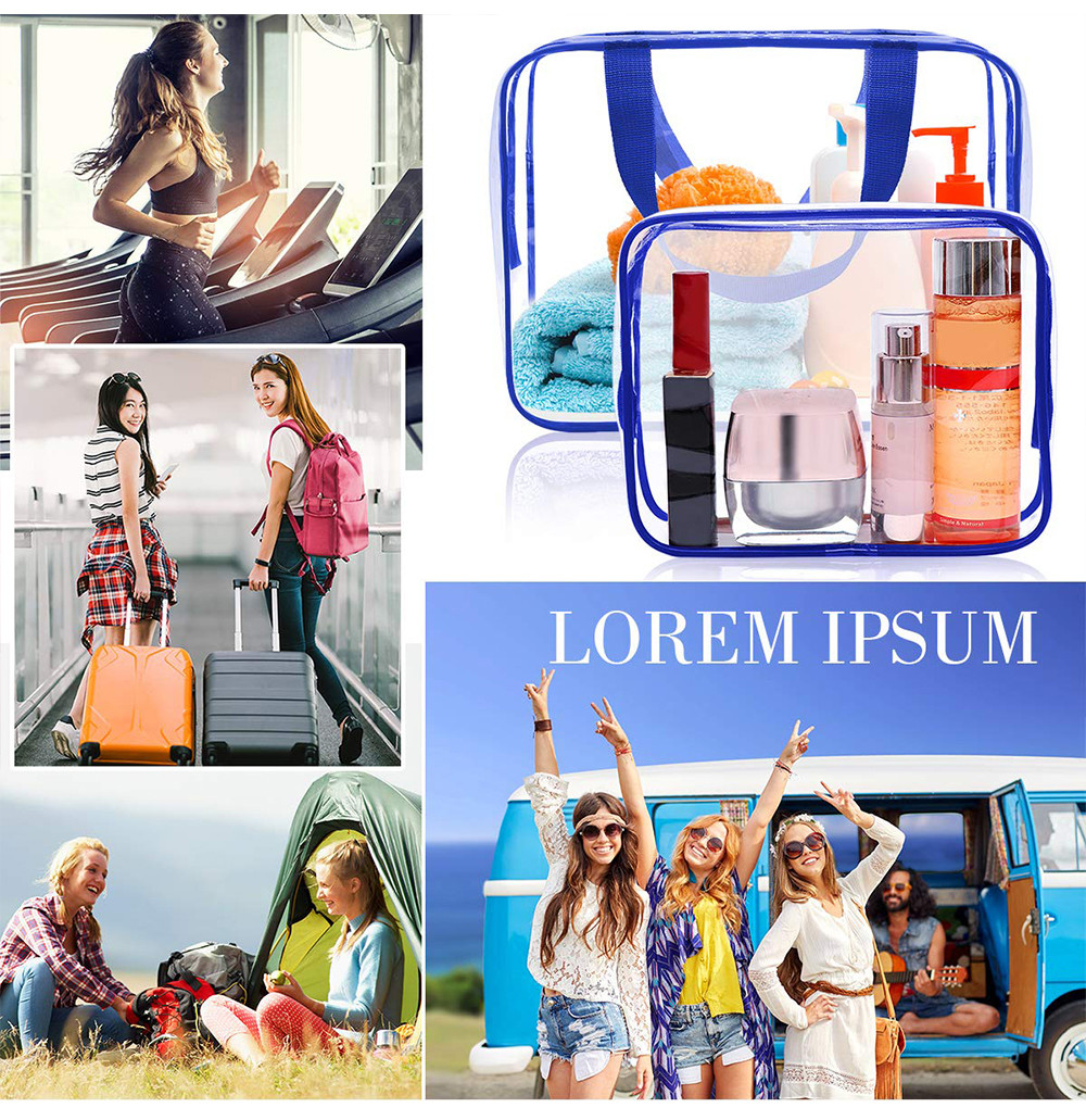 Multifunctional 6pcs Clear PVC Travel Luggage Pouch With Handle
