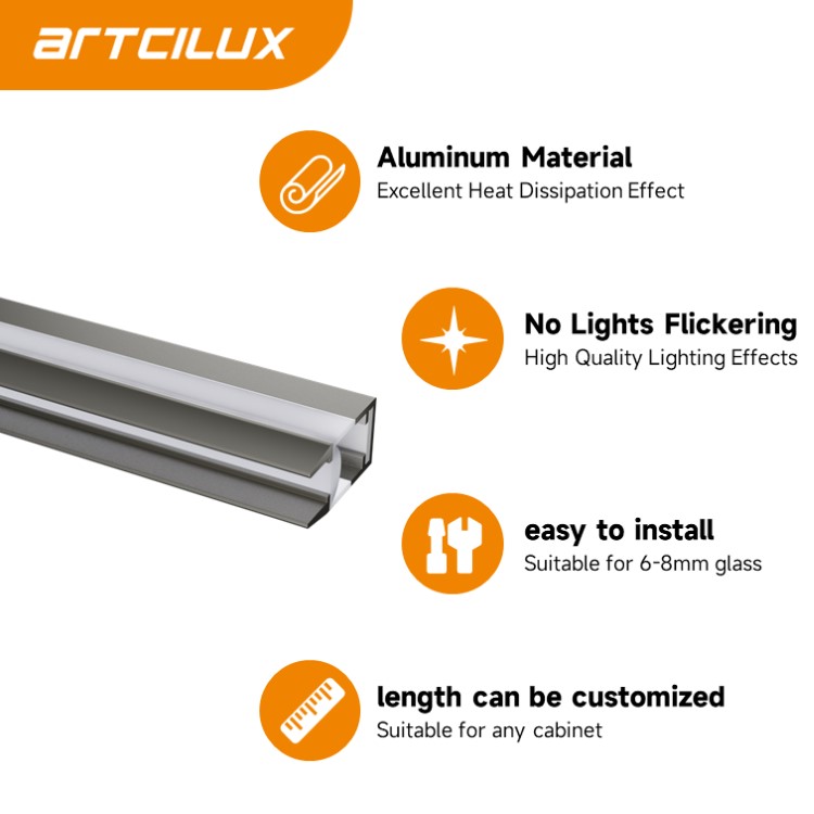 Glass Shelf Cabinet Strip Light Indoor LED Aluminium Profile Light For Furniture