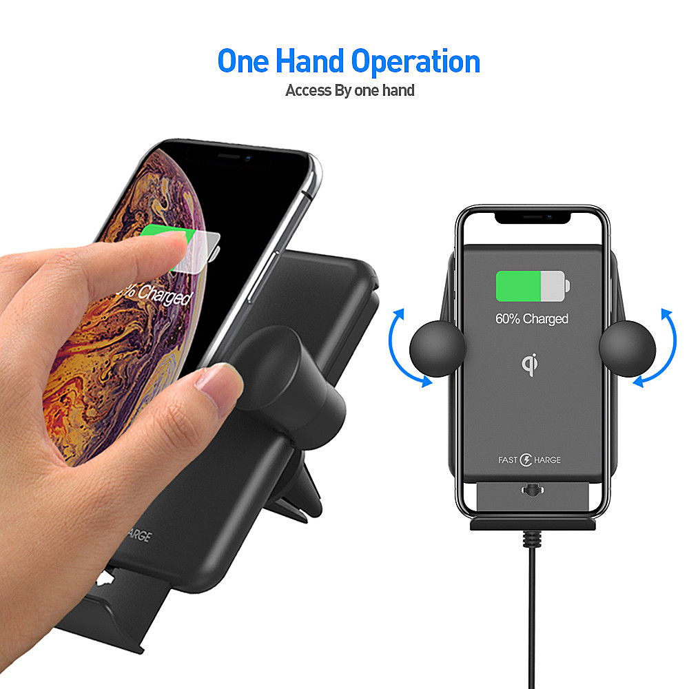 Qi Automatic Car Mount Qi Wireless Charger 10W Fast With Air Vent Clip