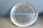 45cm Silver Stainless Steel Round Tray For Wedding Checkered Metal Food Platter