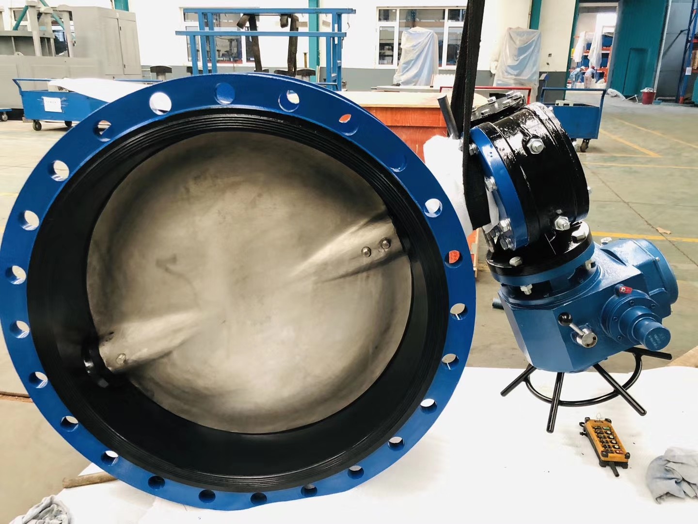 Ptfe Coated Lining Split Body Pneumatic Actuator Wafer Butterfly Valve