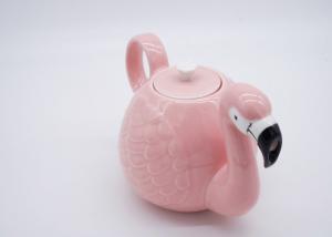 China Creative Ceramic Houseware Animal Shaped Teapots / 3D Pink Flamingo Teapot wholesale