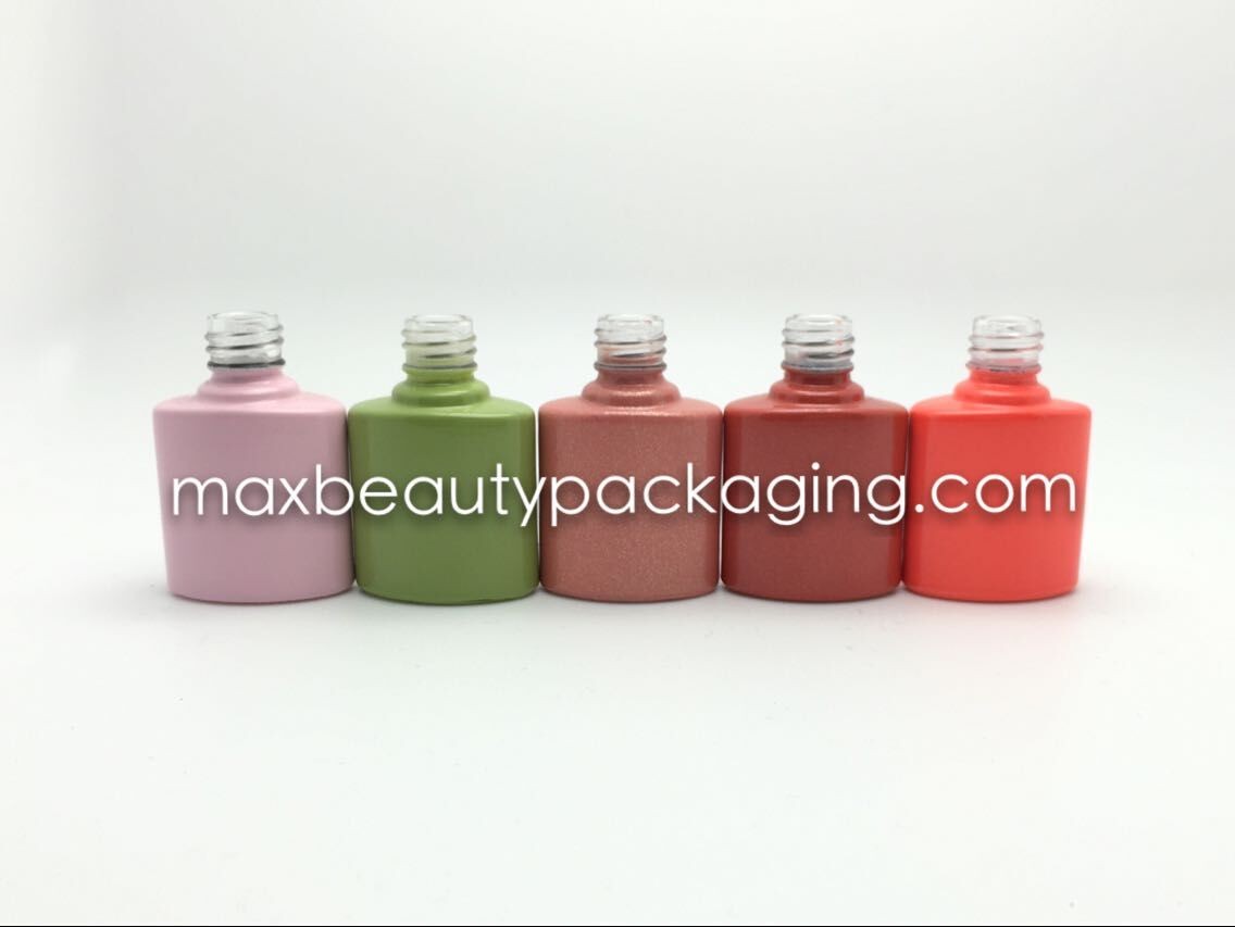 thick and strong powder coating gel polish bottle uv coating color availbale nail polish packaging environment friendly