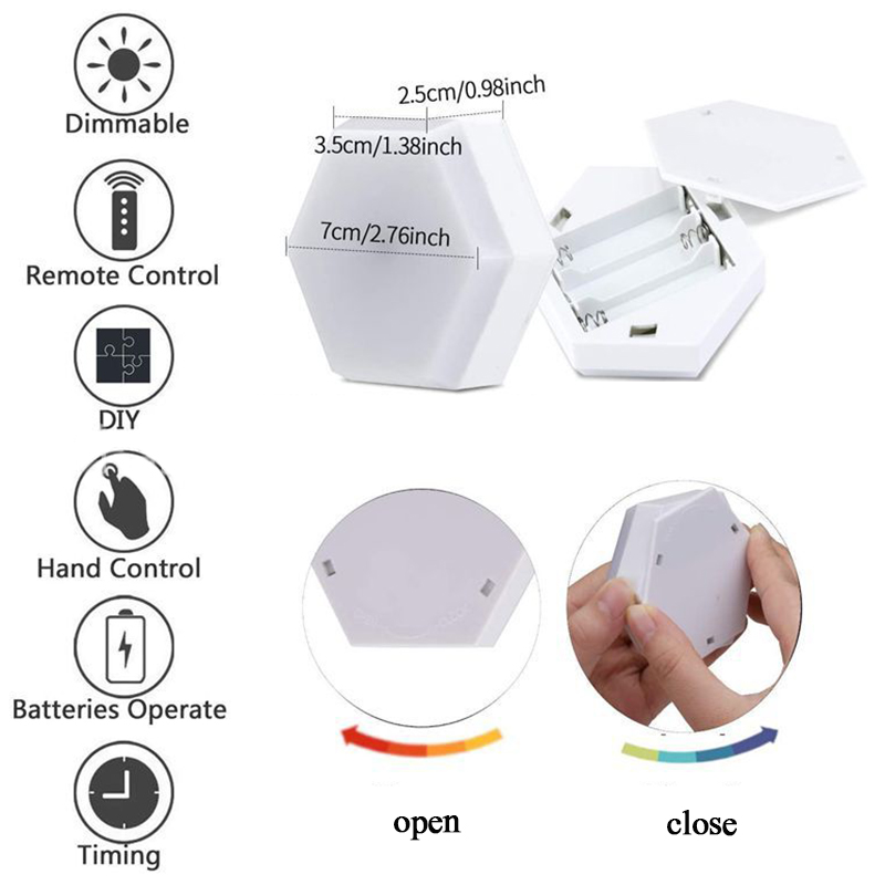70LM 4.5V Remote Control Under Cabinet Light DIY Honeycomb Hexagon Modular Lights