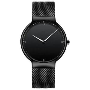 China Black Dial Black Stainless Steel Strap Watch , Stainless Steel Back Quartz Watch wholesale