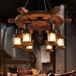 Boat Retro Hanging Lamps Metal Rustic Wooden Retro Chandelier Anti - Corrosion