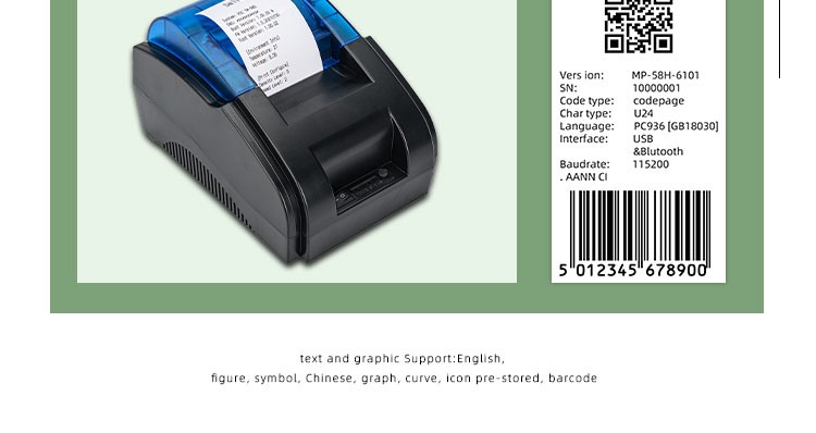 Compact and 58mm Cash Register Thermal Receipt POS Printer with Wireless Connectivity