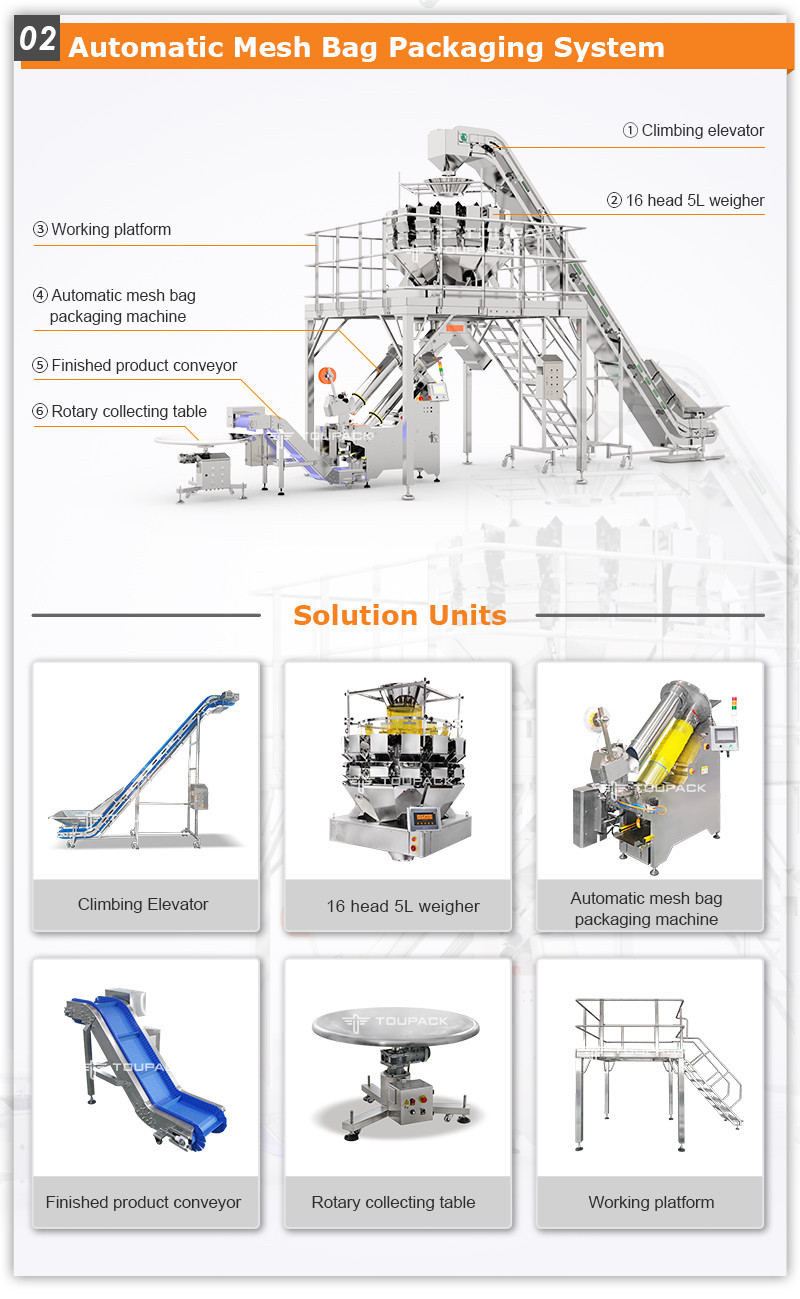 Multihead Weigher Pomegranate Net Bag Clipping Machine Ginger Onion Garlic Mesh Bag Packaging Machine