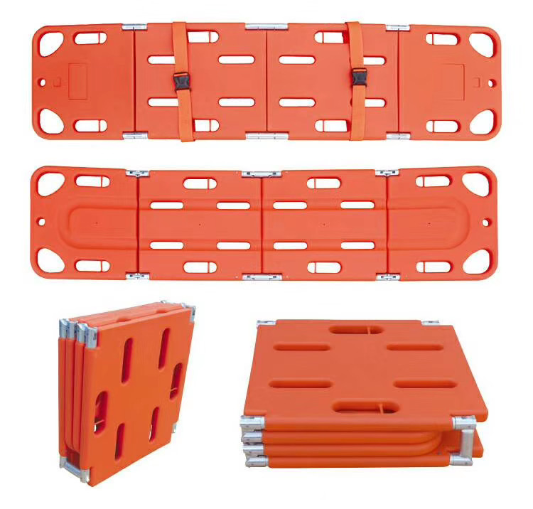 CE Certified Four Folded Patient Transfer Spine Board Stretcher for First-Aid Devices