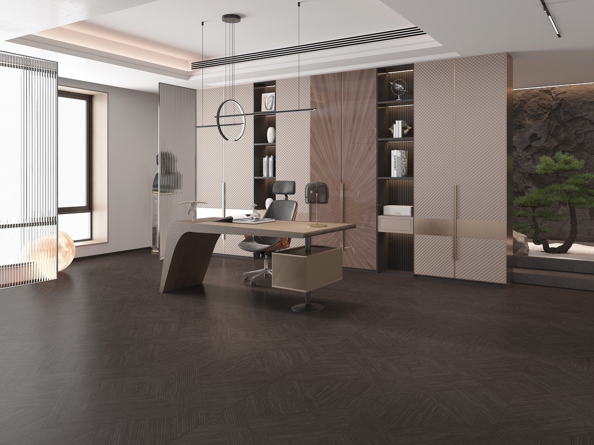 Firebrick 600x1200mm Wooden Porcelain Tiles For Balcony Scratch-Resistant Floor Tile