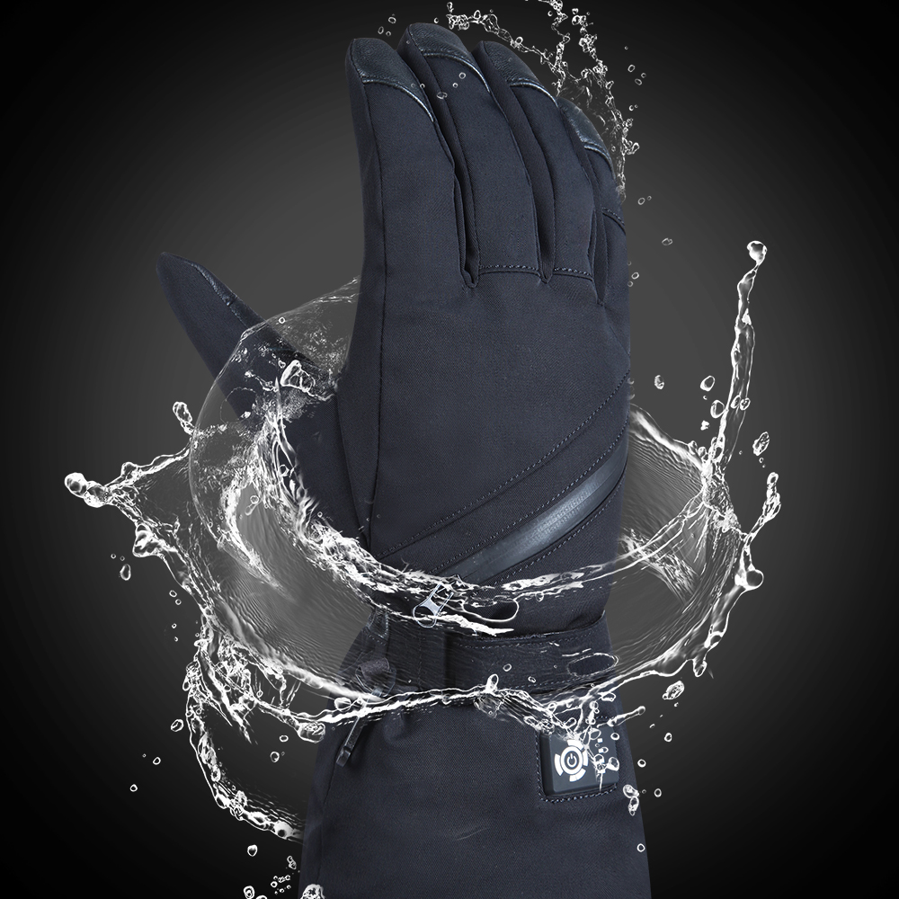 7.4V Battery Rechargeable Heated Gloves Black Winter Snow Proof