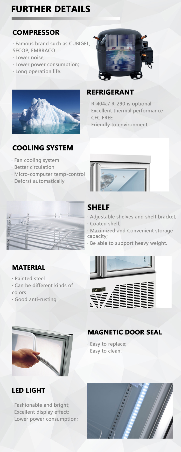 Commercial Supermarket LED Light Upright Display Cooler 220V Single-Temperature Fan Cooling for Cold Drinks Chill Climate Type