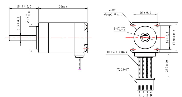 21mNM Bipolar NEMA 8 Stepper Motor 2 Phase 1.8 Deg Stepper Motor 4 Wires