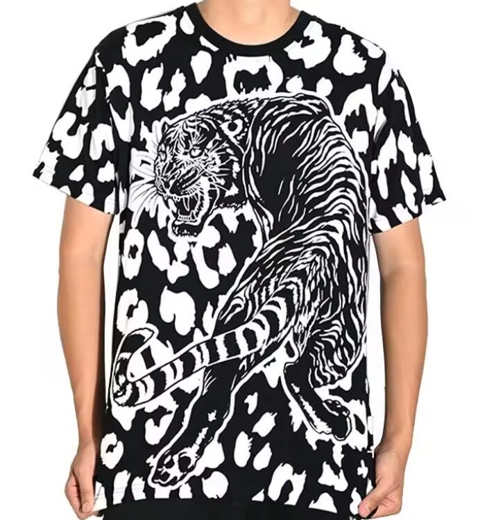 New Design Fashion Leopard Pattern All Over Sublimation T Shirt Crew Neck Casual