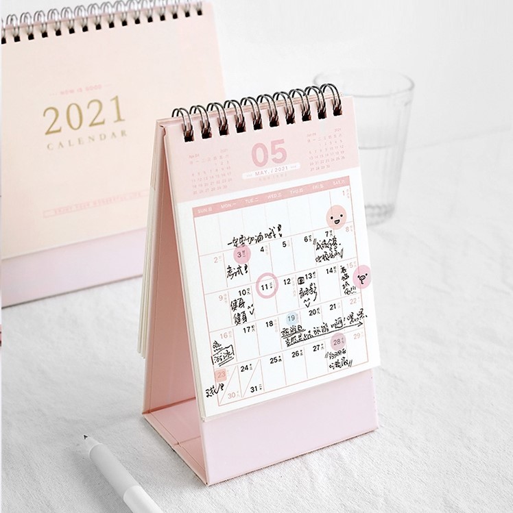 Weekly Cardboard Desk Calendar Custom 14sheets 230gsm Promotion CMYK Printing