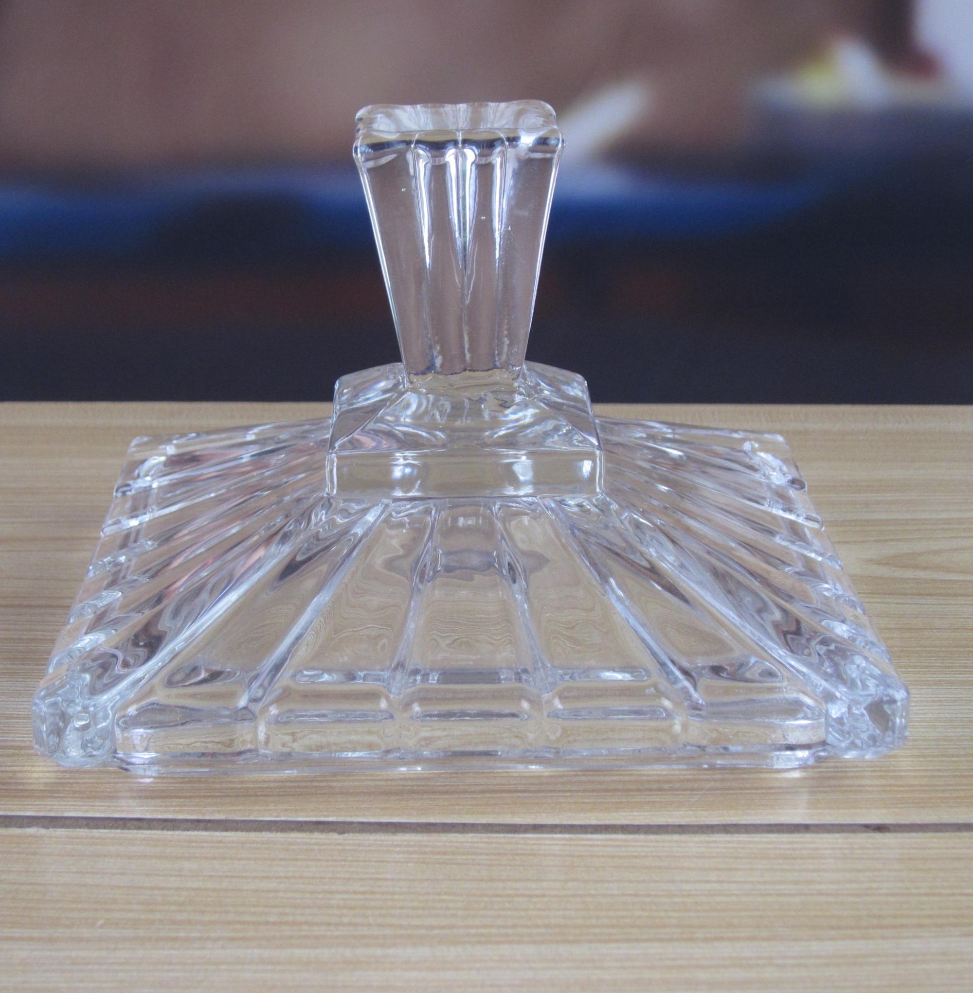 Square Optic Stripes Glass Storage Jars For Candy