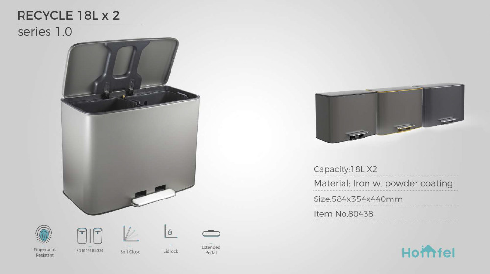 OEM Accepted 18L Rolling Cover Type Stainless Steel Trash Bin For Household Garbage Container