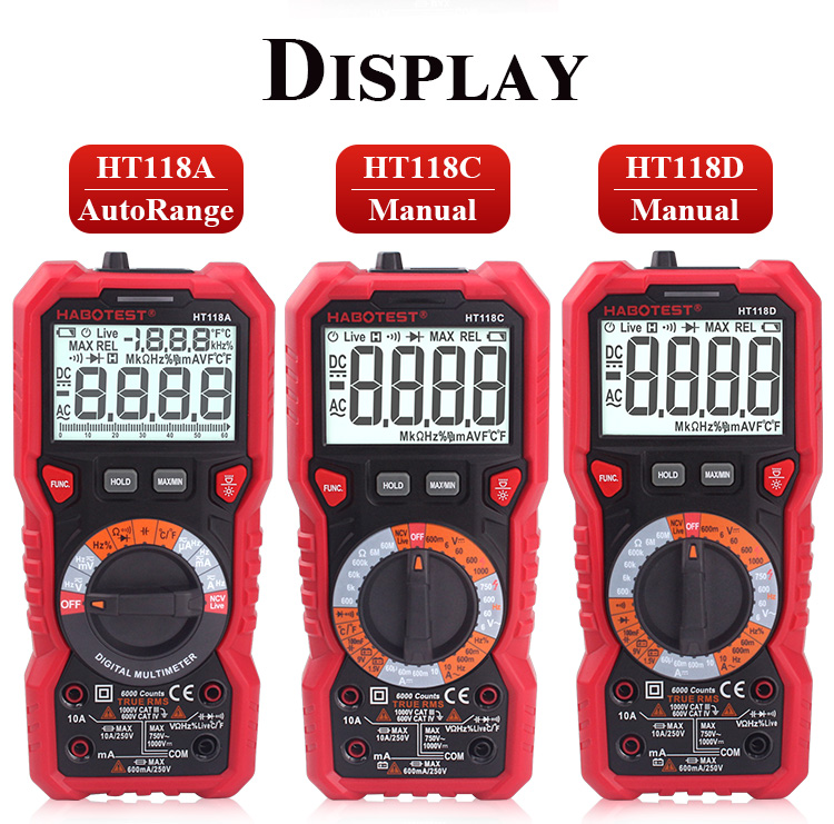 HABOTEST 1000V AC DC Analog Auto Range CE Automotive Professional Digital Multimeter 100mF Best Autorange Multimeter Dig