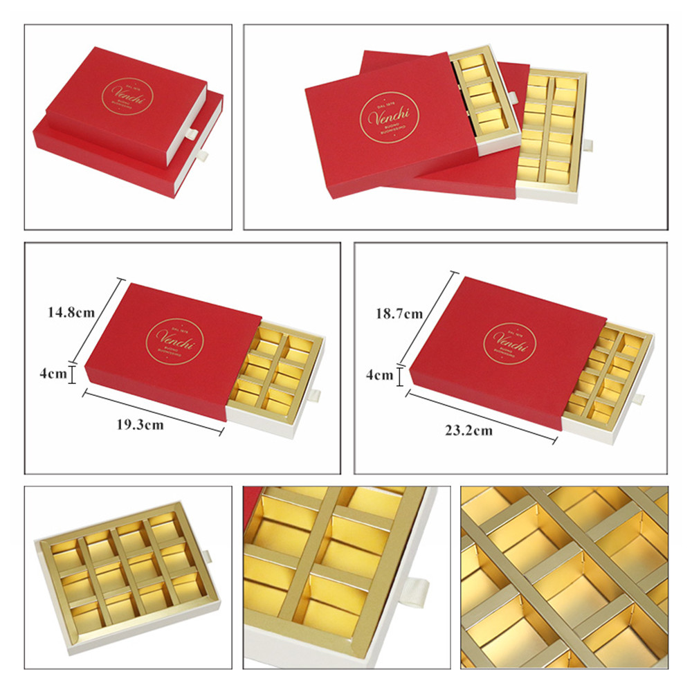 Red 4cm Height Chocolate Gift Packaging Boxes , Printed Chocolate Boxes 20 Cavity