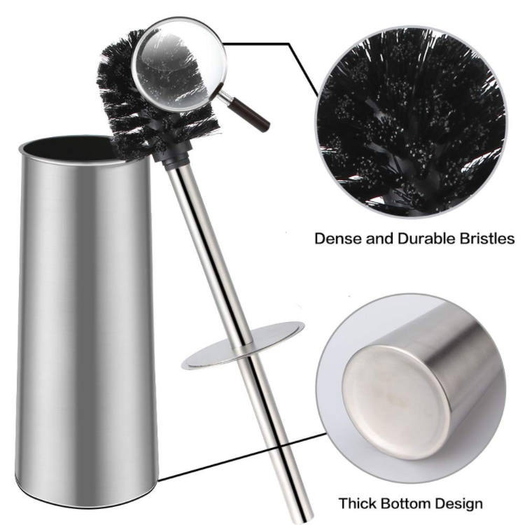 Black Toilet Brush And Holder Deep Cleaning Rust- Resistant With Long Box