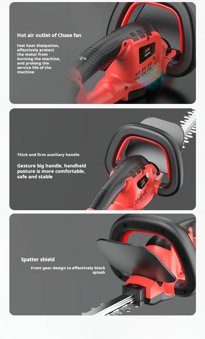Brushless Battery Powered Hedge Cutter Rechargeable Garden Trimmer DC21V