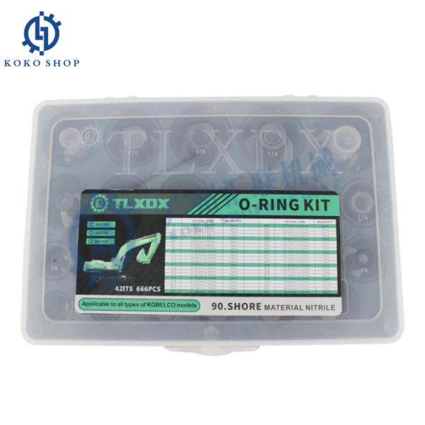 Kobelco 666Pcs O-Ring Box NBR 90 Shore 42 Sizes Oil Seal Kit for SK100 SK200 SK300 Hyundai R200-5 R210-7 R215 Excavator