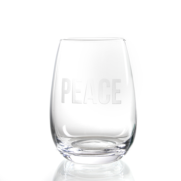 Best sellers transparent lead free crystal stemless red wine glass cup with engraving decoration