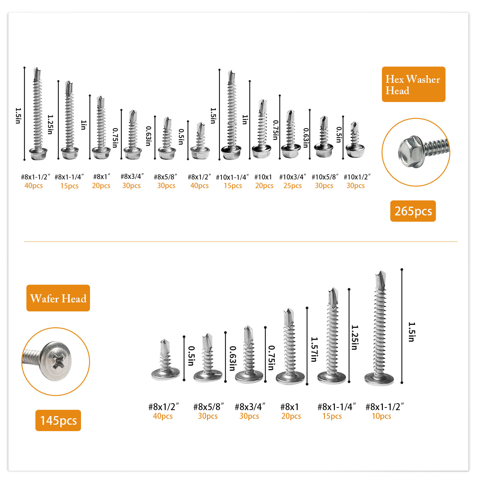 Stainless Steel Self Drilling TEK Screws Wafer Head Self Tapping Screw