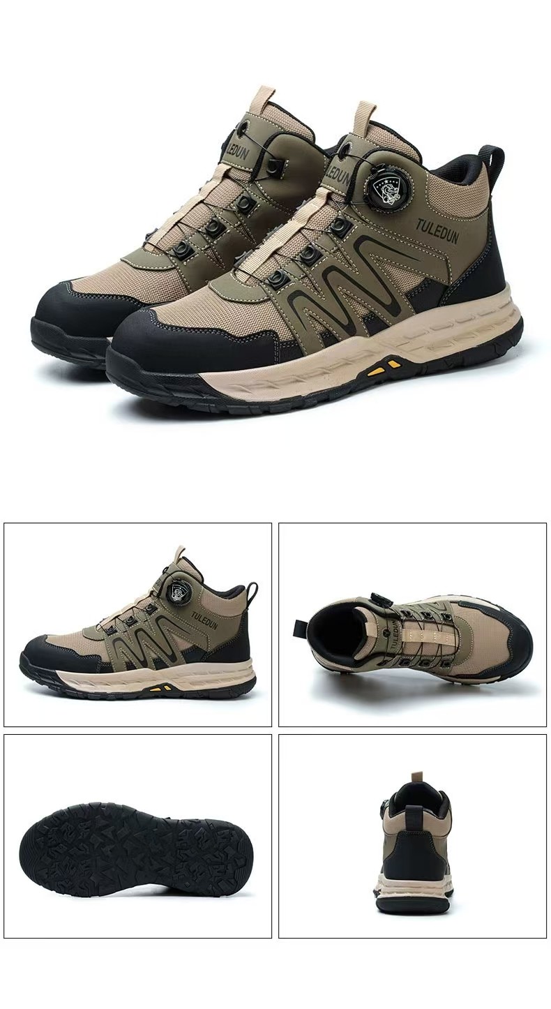 Men's Lightweight Leather Hiking Boots Waterproof Outdoor Mountain Shoes