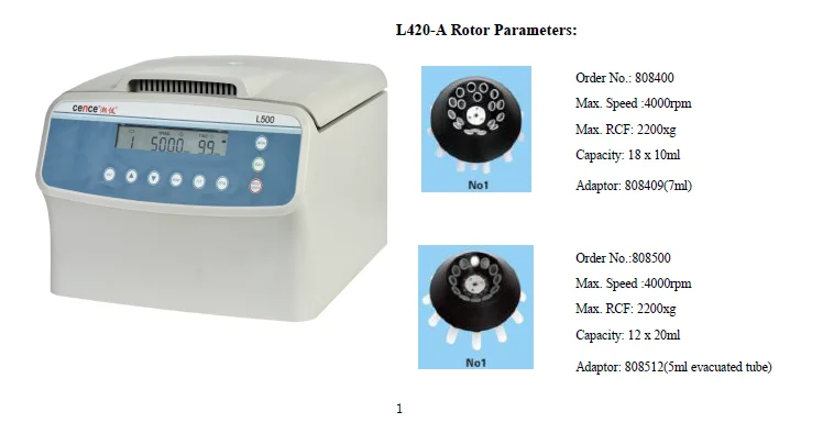 Tabletop Low Speed Centrifuge Machine L500-A 5000rpm Max Speed