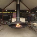 900mm Black Color Hotel Wood Charcoal Suspended Fireplace For Warming