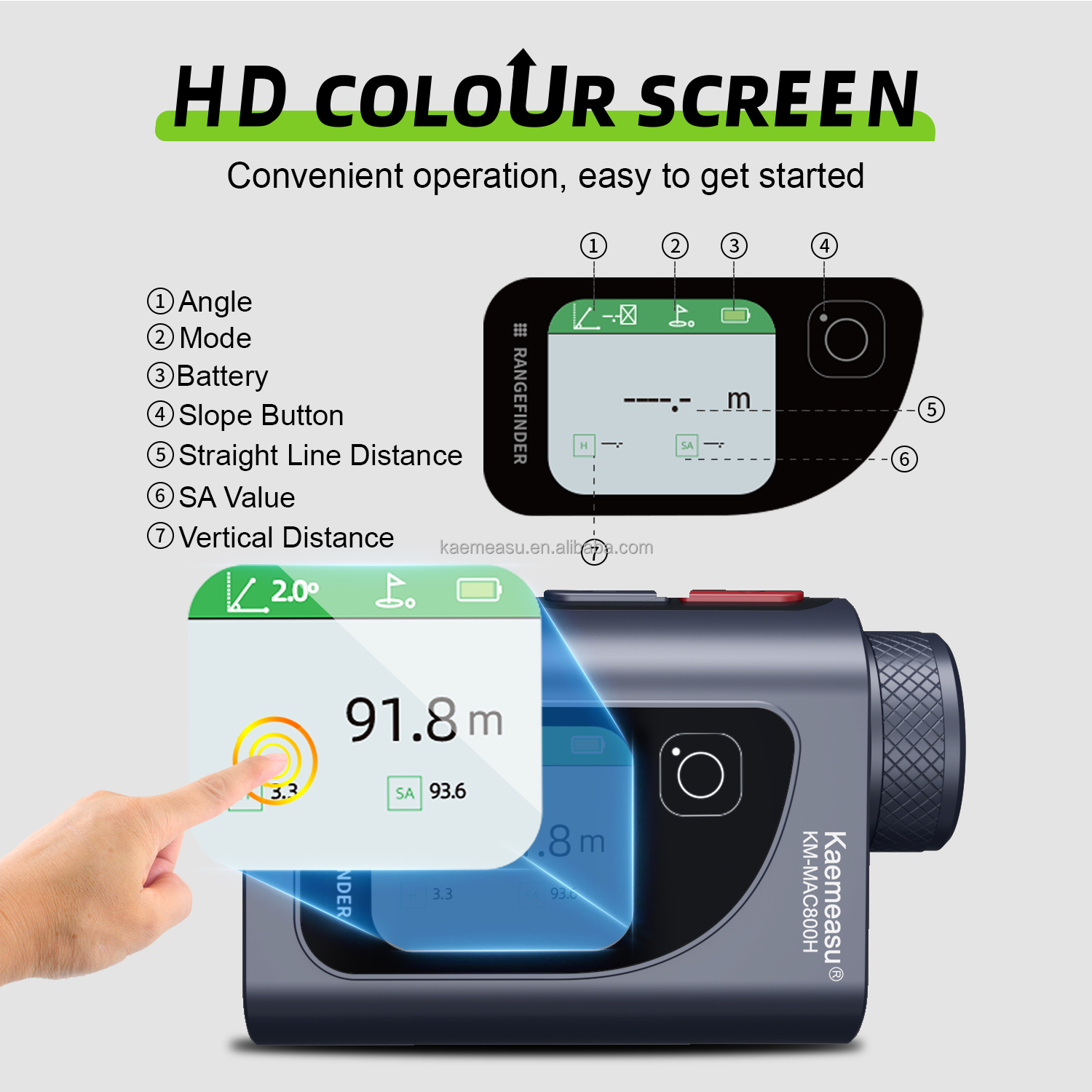 Lightweight and Durable 600m Gray Golf Rangefinder for Outdoor Sports 223g 95*63*38mm