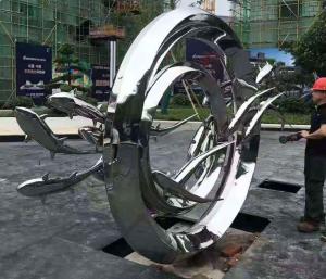 China Contemporary Mirror Fish Group Garden Metal Art Sculpture wholesale